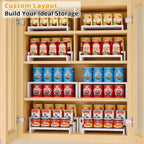 2-Set DIY Bamboo Can Organizer for Pantry, 3-Tier Can Display Rack, White