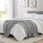 BOURINA Light Grey Throw Blanket 50 x70 Inches Jacquard Argyle Throw Textured - Image 4