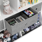 IDEALHOUSE 3-Tier Kids Bookshelf, Toy Storage Organizer with 3 Drawers,Wooden Bookcase with Large Toy Storage Cabinet for Playroom, Hallway, Kindergarten, School Toy Shelf Organization,(White)