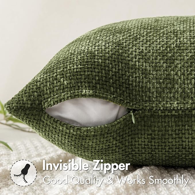 MIULEE Pack of 2 Couch Throw Pillow Covers 20x20 Inch Olive Green Modern Boho - Image 5