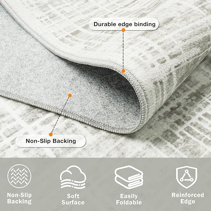 8x10 Area Rugs Washable Rug: Anti-Skid Abstract Modern Living Room Rug Soft - Image 4