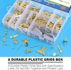 Glarks 307Pcs Picture Hanging Kit, Picture Frame Hanger Tool with Level Ruler and 306Pcs Nails, Hooks, Hanging Wire, Screw Eyes, D Ring and Sawtooth Hanger for Frame Hanging Wall Mounting