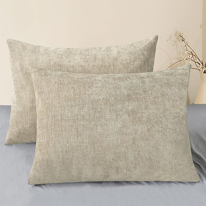 CaliTime Throw Pillow Covers Decorative 20 X 26 Inches Pack of 2 Cozy Chenille by CaliTime