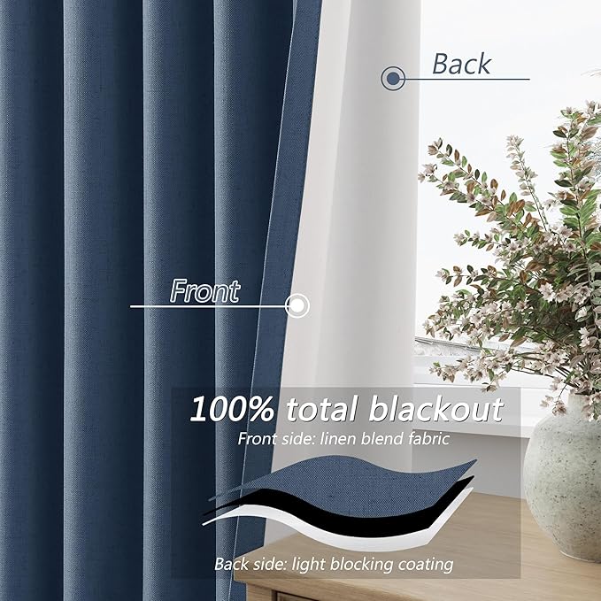 Guken 100% Blackout Curtains 84 Inch Length 2 Panels Set - Image 4