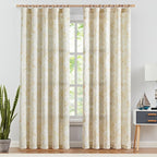 jinchan Floral Curtains 84 Inches Long Mustard Yellow Flower Linen Farmhouse - Image 2
