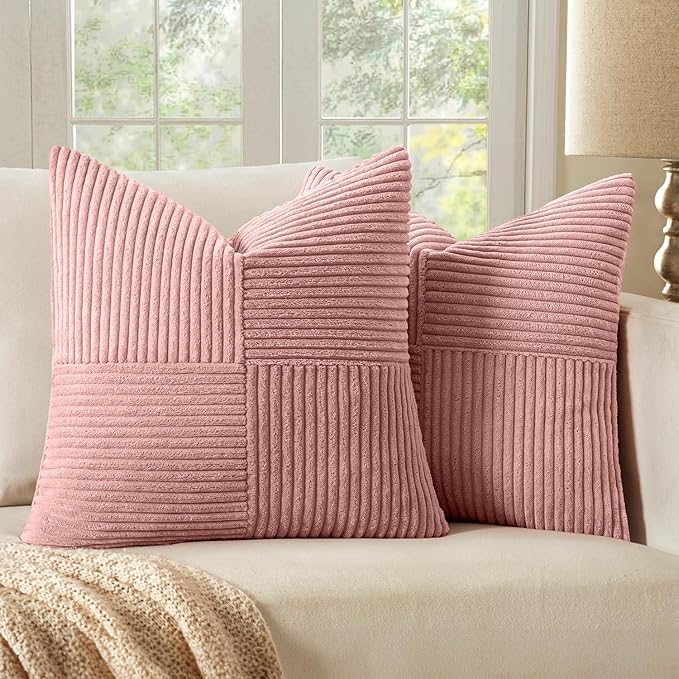 MIULEE Blush Pink Decorative Throw Pillow Covers 18x18 Inch by MIULEE