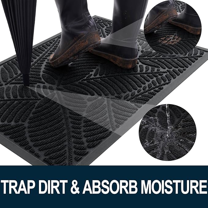 Colorxy Waterproof Doormat, Sturdy Natural Rubber Front Indoor Mat, Non Slip - Image 2