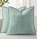 decorUhome Soft Chenille Throw Pillow Covers 18x18 Set of 2 Aqua Haze