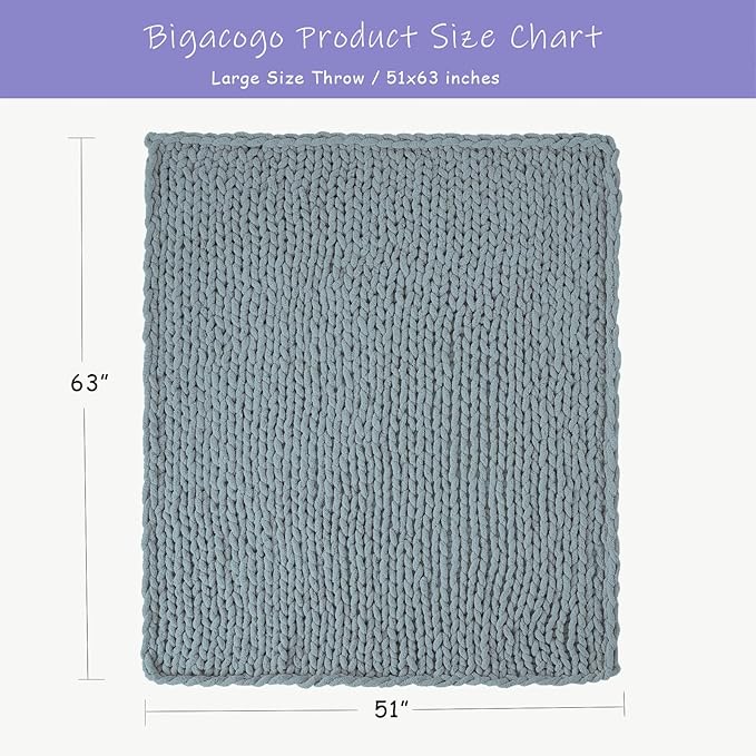 Bigacogo Chunky Knit Throw Blanket - Image 2