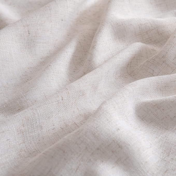 MIULEE Natural White Linen Curtains 48 Inch Length 2 Panels - Image 4