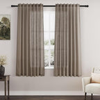 Nanspring Dark Taupe Linen Curtains 63 Inches Length 2 Panels Set by Nanspring