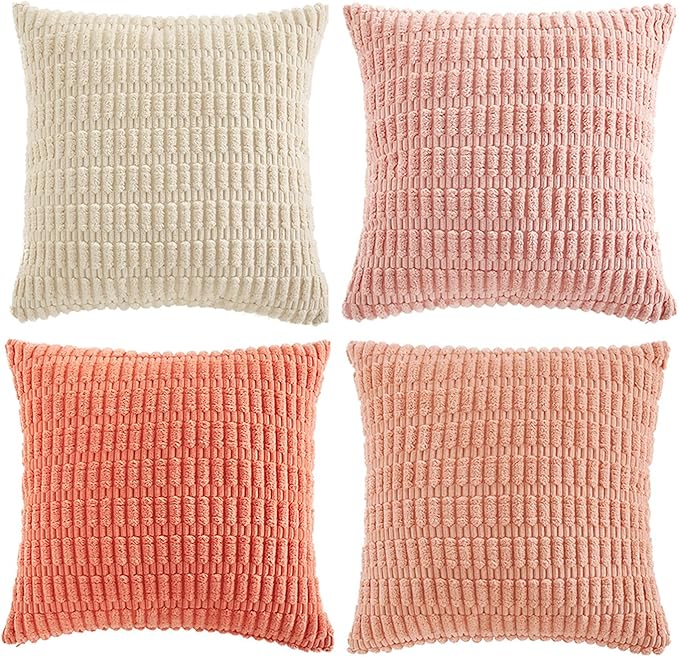 Fancy Homi 4 Packs Boho Blush Pink Euro Decorative Throw Pillow Covers 26x26 - Image 9