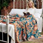 MSGKV Boho Throw Blanket for Couch Chair 100% Cotton Floral Bird Blanket - Image 7