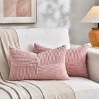 Fancy Homi 2 Packs Blush Pink Lumbar Decorative Throw Pillow Covers 20x28 Inch by Fancy+Homi