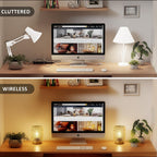Small Battery operated Lamp with Timer for Bedside/Coffee Table/Book shelf Decor,Cordless Aesthetic Lamps with Warm Moody Lighting for Home Decor/Dorm/Entryway/Cubicle/Bathroom/ Patio Decor(Clear)