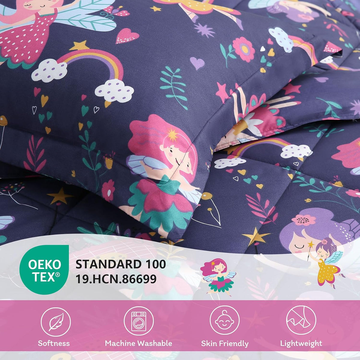 JSD Purple Fairy Kids Comforter Set Twin Size