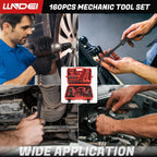 LLNDEI 160Pc Mechanics Socket Set 1/2 1/4 3/8" Drive Metric