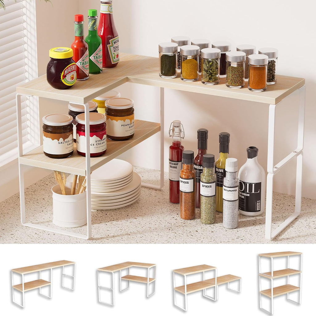 Golener Kitchen Counter Organizer, Countertop Shelf, Adjustable, Stackable