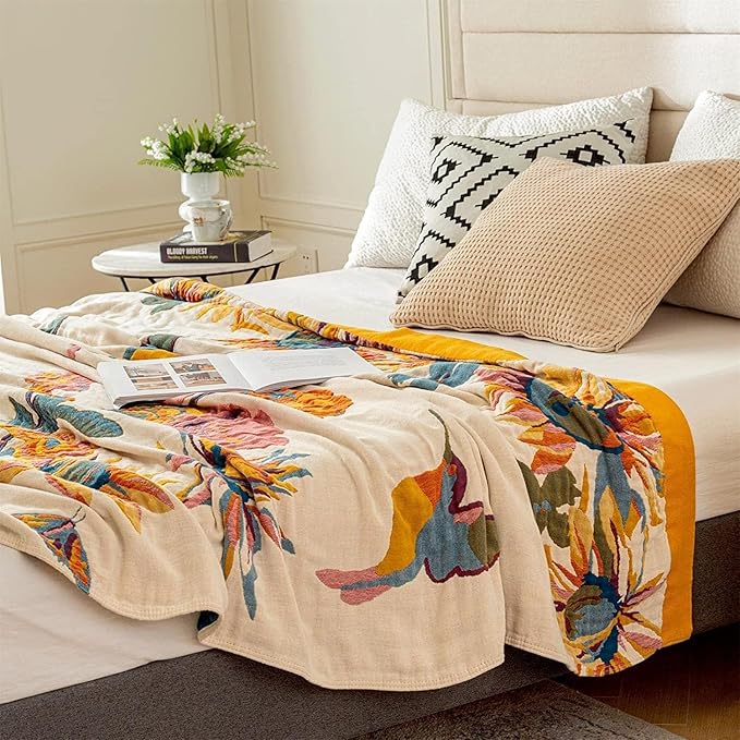 MSGKV Boho Throw Blanket King Size 108" x90'' Cotton Blanket - Image 8