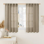 LAMIT Taupe Linen Curtains 45 Inch Length 2 Panels, Light Filtering Panels Back by LAMIT