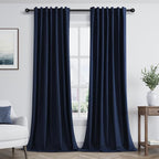 Guken Navy Blue 100% Blackout Curtains 84 Inch Length 2 Panels Set by Guken