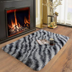 Soft Runner Rugs for Bedroom Hallways, 2x3 Black and White Fluffy Shag Throw - Image 4