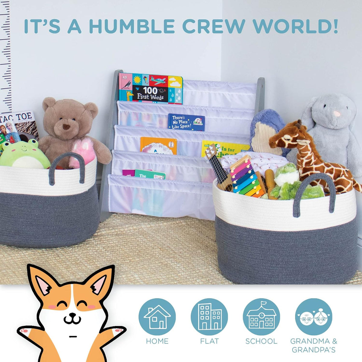 Humble Crew Kids Bookshelf, Montessori Front Facing Toddler Bookcase 4 Tier