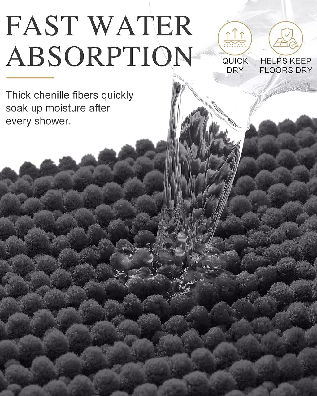 Smiry Thick Bathroom Rugs 30x20, Extra Soft Absorbent Chenille Bath Mat