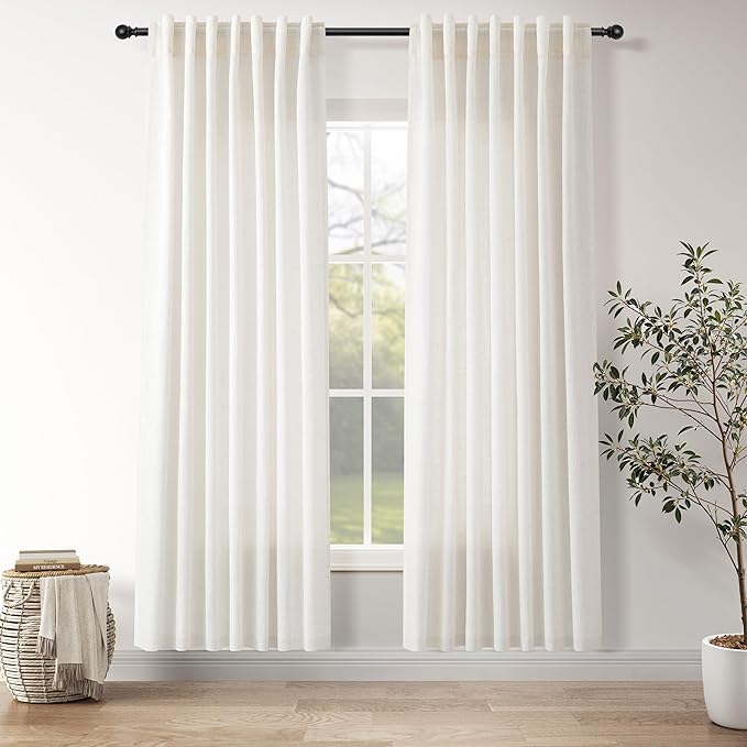 Nanspring Ivory White Curtains 80 Inches Length by Nanspring