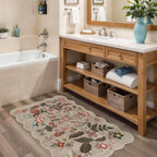 2x3 Small Area Rug for Entryway: Washable Soft Floral Scalloped Rug Brown