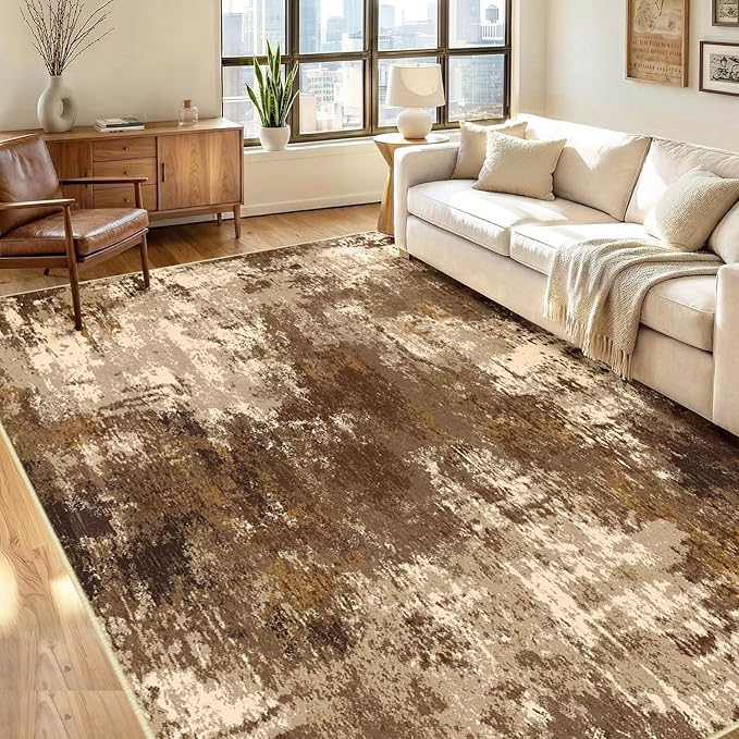 Washable Area Rugs 5'x7' Non-Slip Modern Abstract Soft by RELEANY