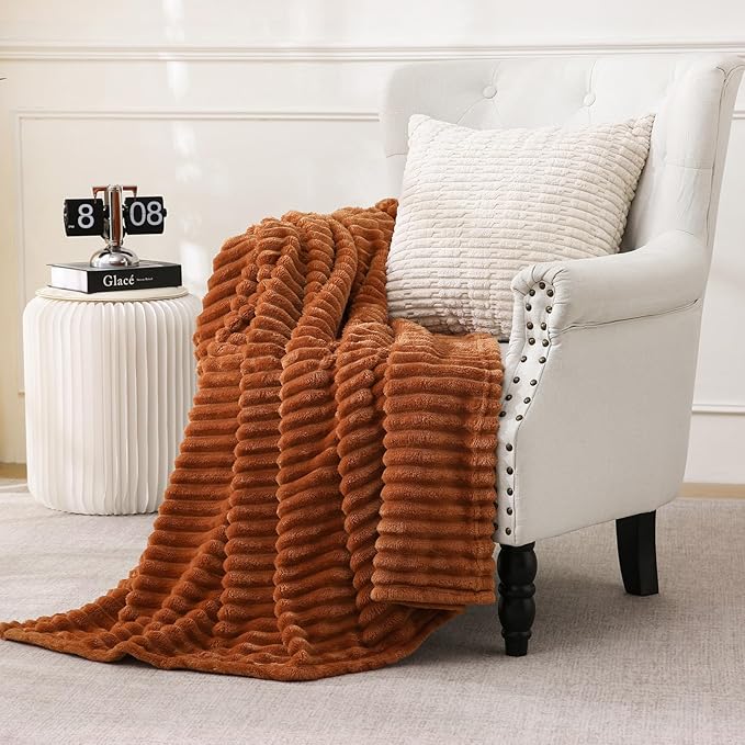 Burnt Orange Fleece Throw Blanket 60”×80” - Image 2