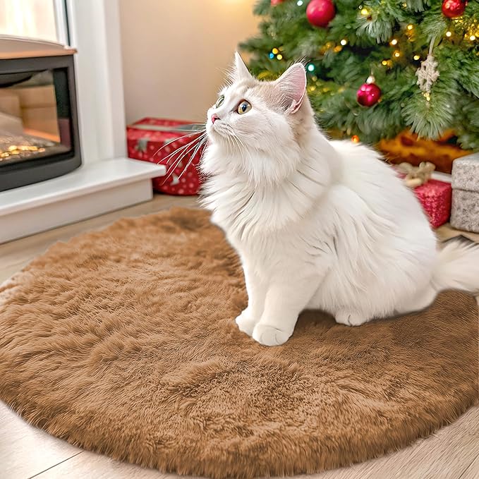 OLANLY Khaki Round Rugs for Bedroom by OLANLY
