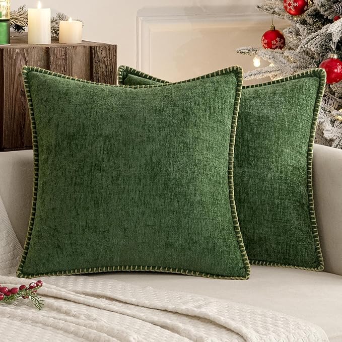 MIULEE Pack of 2 Couch Pllow Covers 18x18 Inch Moss Green Farmhouse Decorative - Image 7