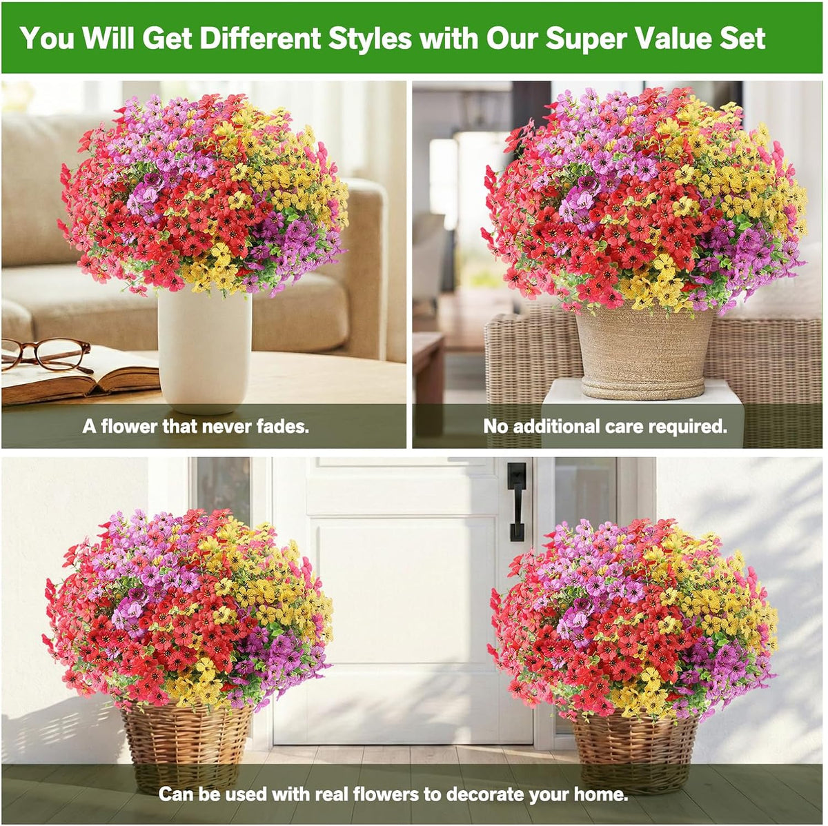 Artificial Flowers Fake Plants for Outdoors Summer Decoration