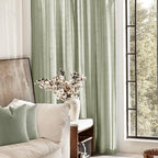 Linen Blend Sage Green Curtains 84 inch Length 2 Panels - Image 4