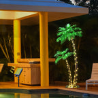 LIGHTSHARE Gorgeous Artificial Lighted Solar Palm Tree 4FT&6FT Office Decor, 184LED for Outside Patio Home Party Garden Nativity