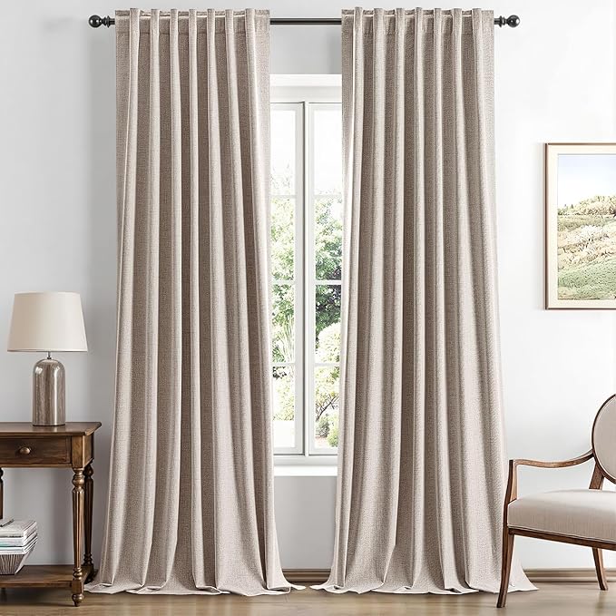 MIULEE 100% Blackout Linen Curtains by MIULEE