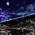 Zussun Blacklight Mountain Tapestry Starry Night Tapestries for Bedroom Aesthetic Moon and Stars Tapastry Wall Hanging Glow in The Dark Nature Forest Wall Tapestry for Living Room Dorm (48'' × 36'')