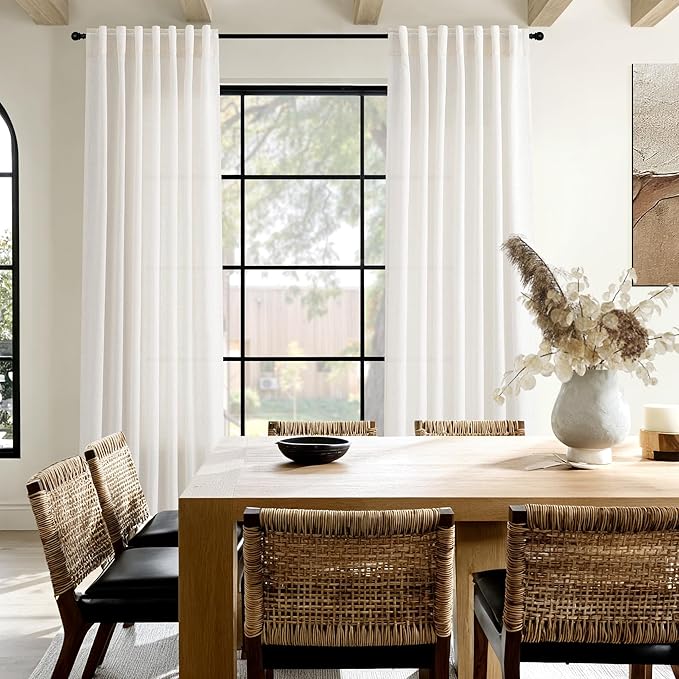 Ivory White Linen 112 Inch Curtains - Image 8