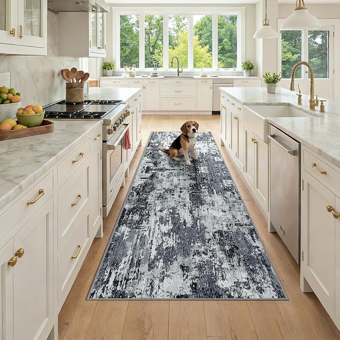 Washable Area Rugs 3x8 Non-Slip Modern Abstract Soft by RELEANY