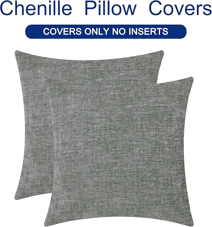 CaliTime Throw Pillow Covers Decorative 22 X 22 Inches Pack of 2 Cozy Chenille - Image 6