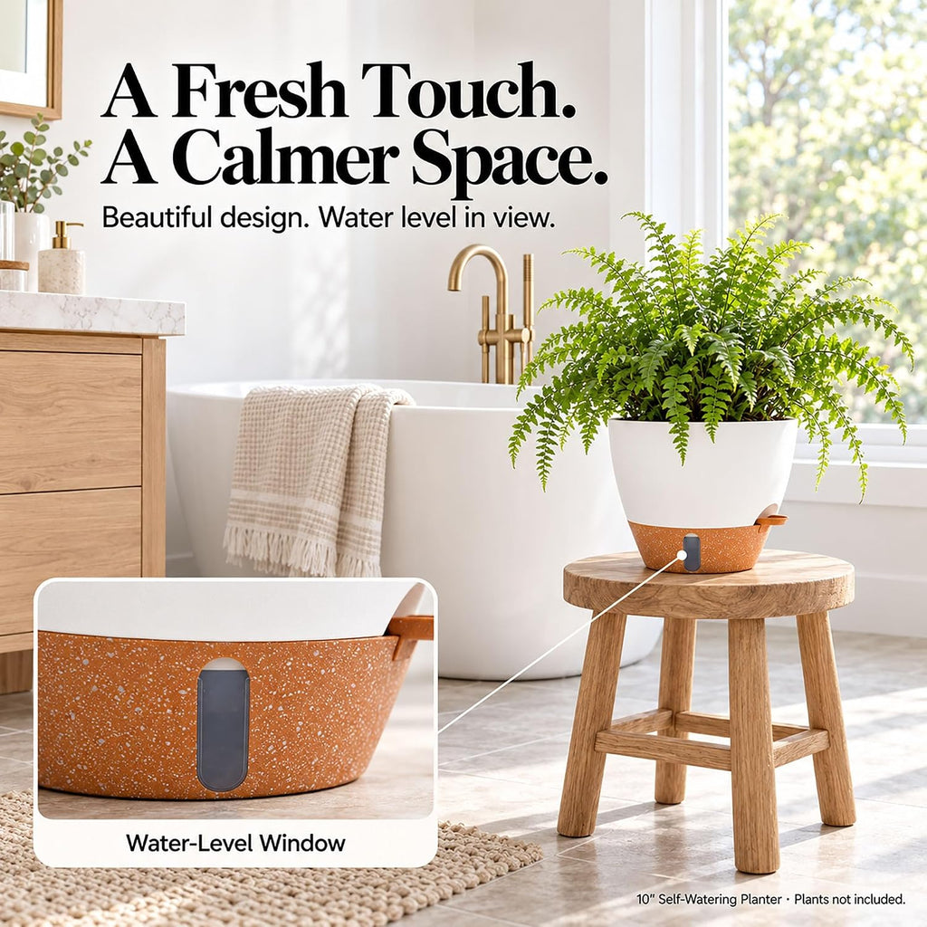 2 Pack 10 inch Plant Pots, Plastic Self Watering Planters