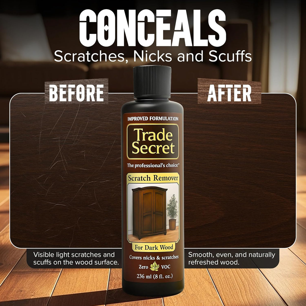 Trade Secret Wood Scratch Remover 2 Pack, Light and Dark, 8 oz, 2 Count