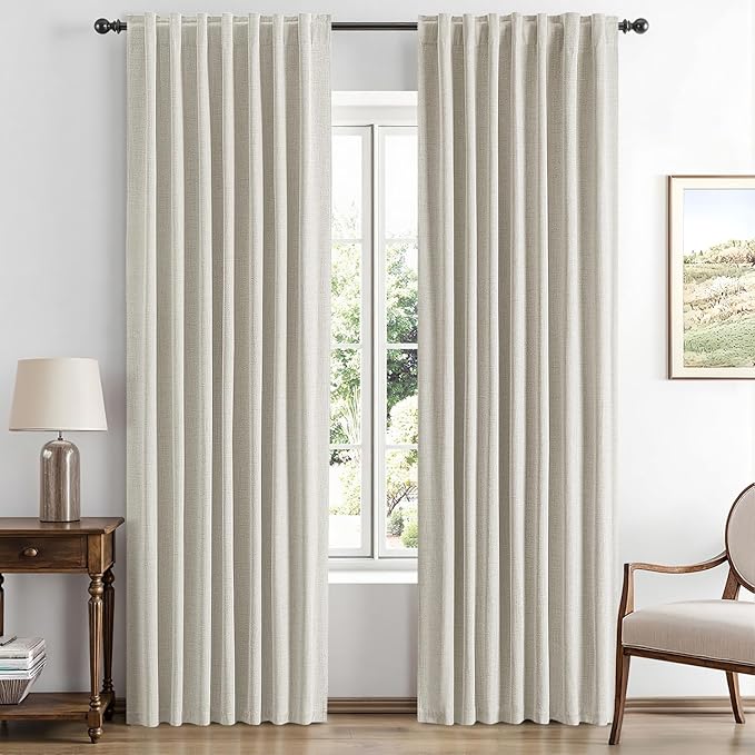 MIULEE 100% Blackout Linen Curtains by MIULEE