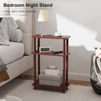 Apicizon Small Narrow Side Table, 3-Tier Skinny End Table, Dark Brown