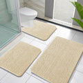 OLANLY Chenille Bathroom Rugs Sets 3 Piece, 30"x20"+24"x16"+24"x20", Beige