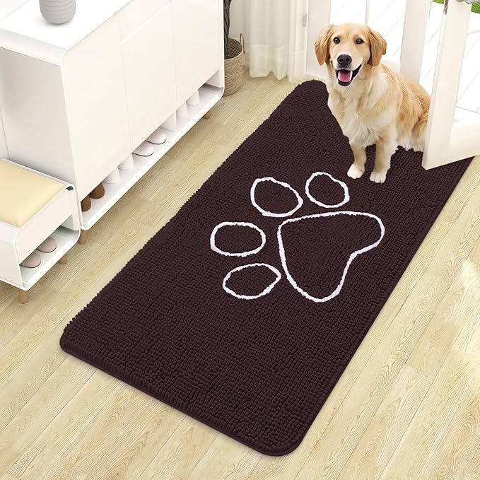 OLANLY Dog Door Mat for Muddy Paws 44x24, Paw Print Design, Absorbs Moisture by OLANLY