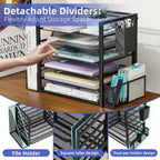 Simple Trending Desk File Organizer, 6-Tier Paper Organizer for Desk, Black
