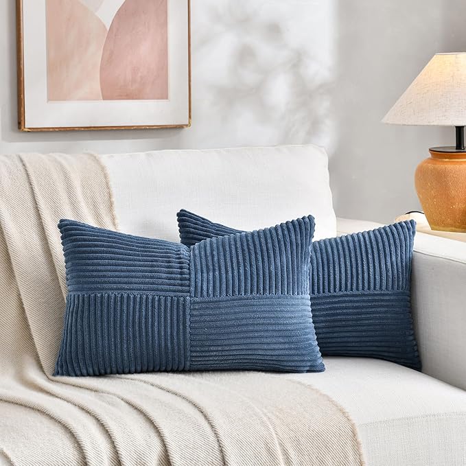 Fancy Homi 2 Packs Dusty Blue Lumbar Decorative Throw Pillow Covers 20x28 Inch - Image 5